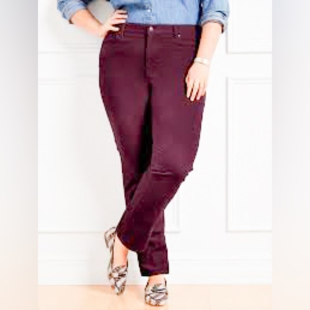 Talbots Corduroy Straight Leg Maroon Pants Size 16